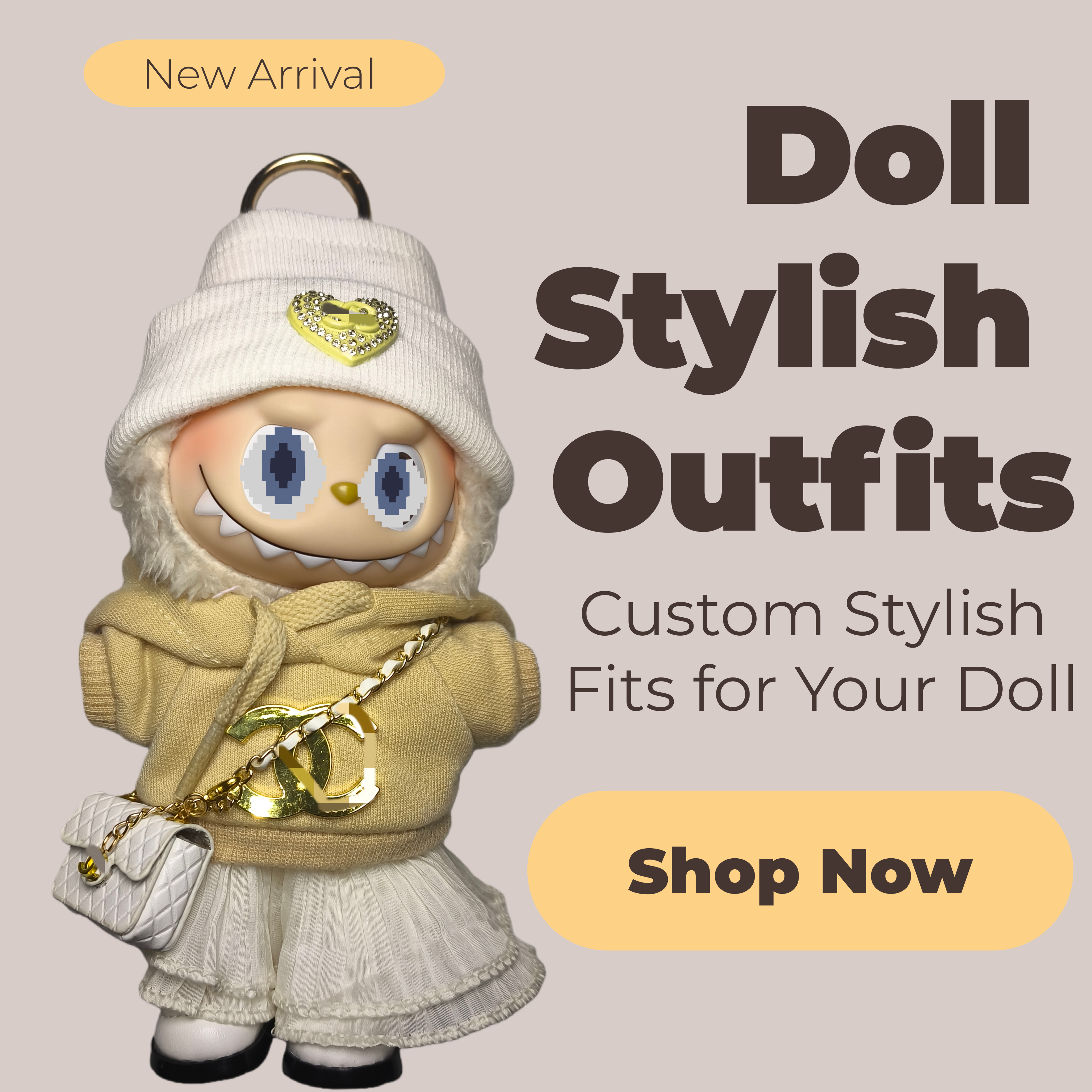 CC-Embellished Luxury Doll Outfit Set